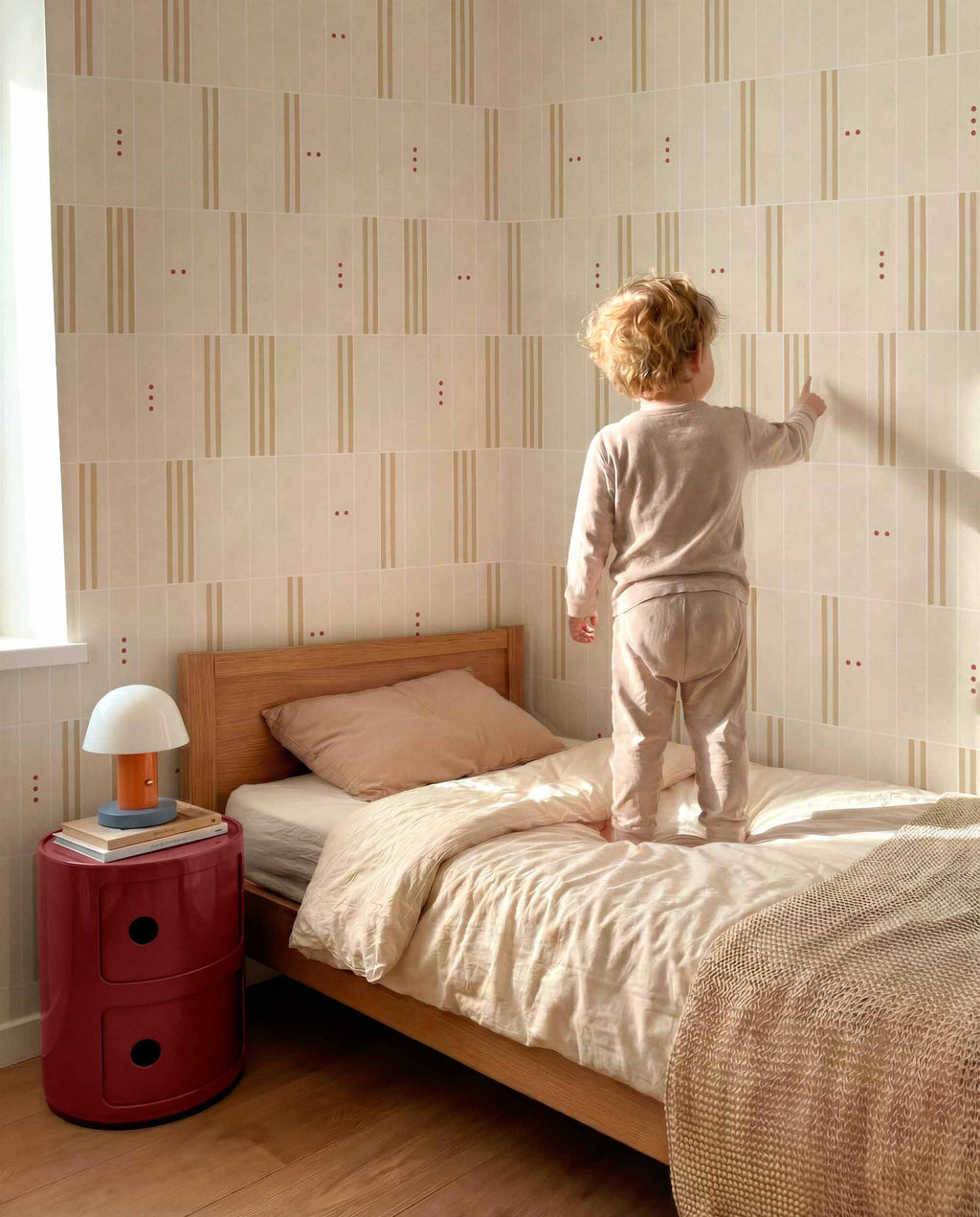 PlayBlocks wallpaper by Coordonné in Beige, styled room
