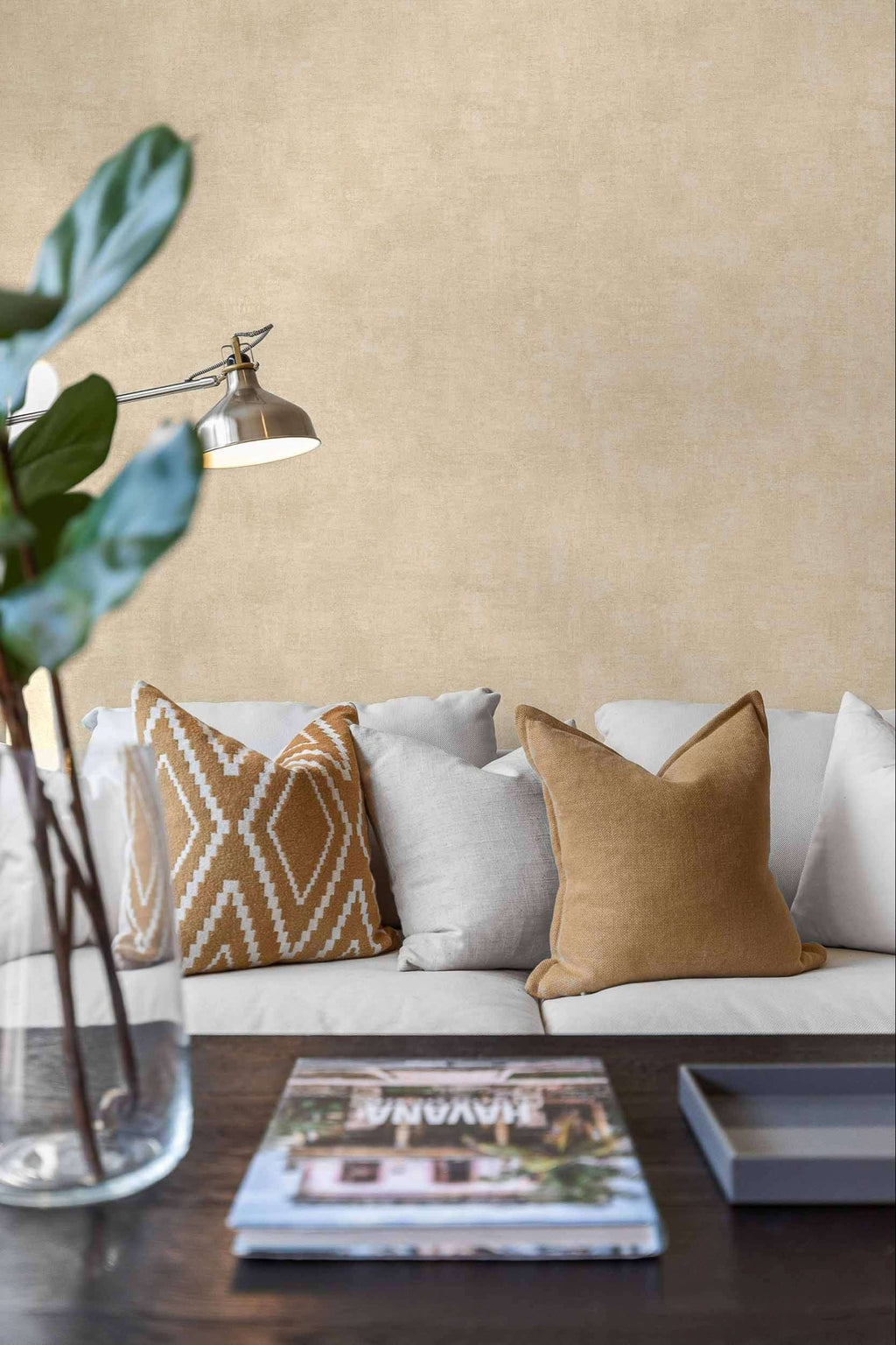 Raphia wallpaper by Coordonné in Beige, styled room