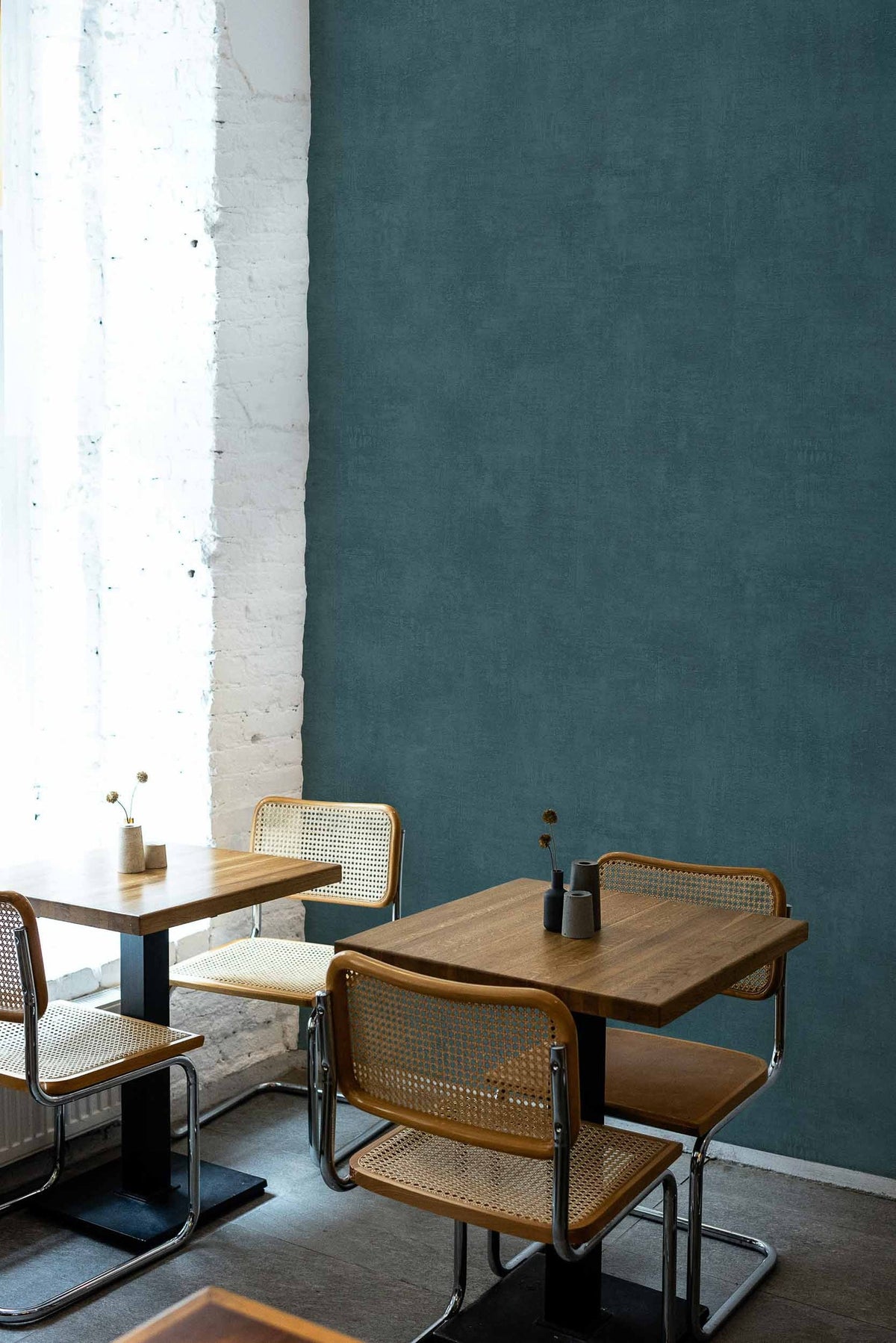 Raphia wallpaper by Coordonné in Teal, styled room