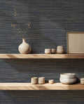 Ratán wallpaper by Coordonné in Blue, styled room