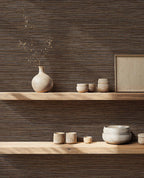 Ratán wallpaper by Coordonné in Brown, styled room