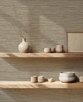 Ratán wallpaper by Coordonné in Grey, styled room