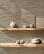 Ratán wallpaper by Coordonné in Grey, styled room