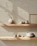 Ratán wallpaper by Coordonné in Cream, styled room