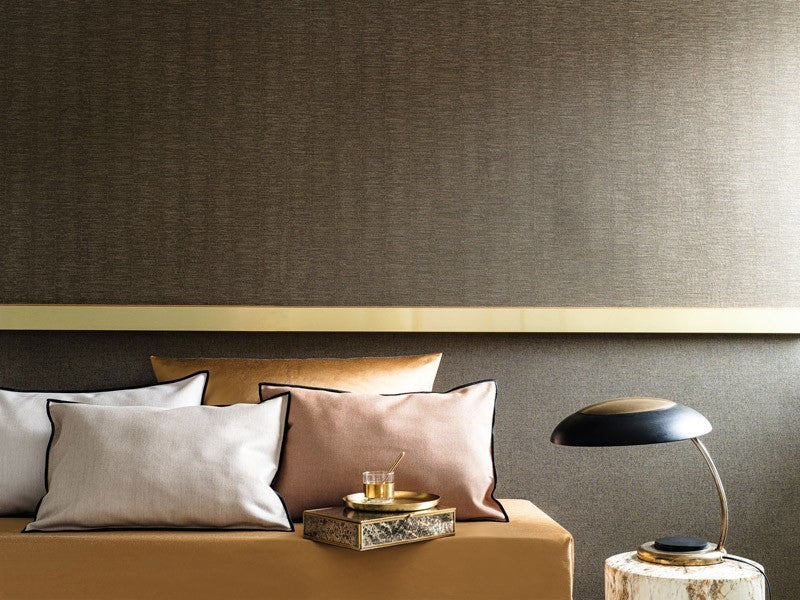 Rhodium wallpaper by Casamance in Black, styled room shot