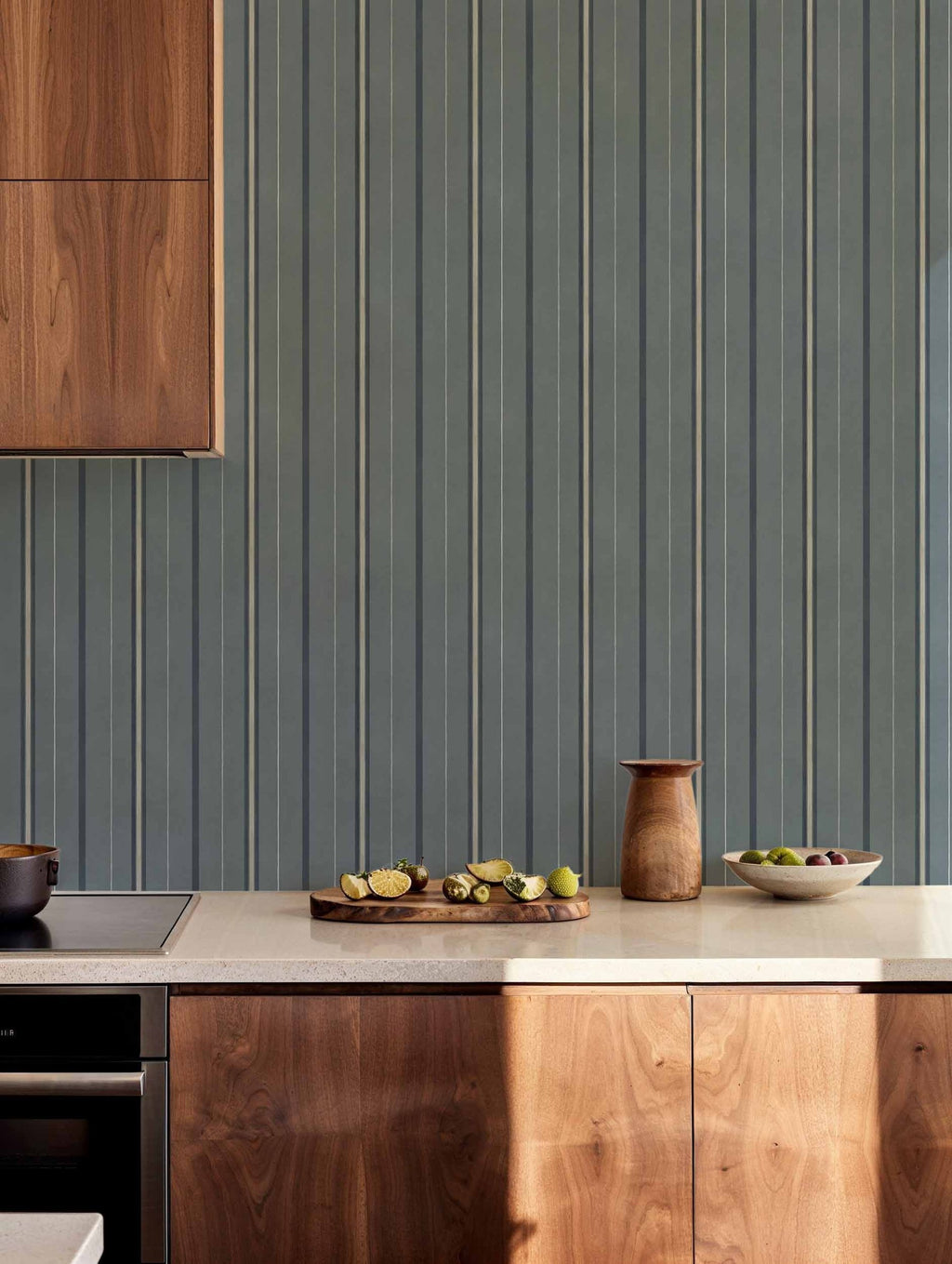Rolling Stripes wallpaper by Coordonné in Blue – Zaphire, styled room