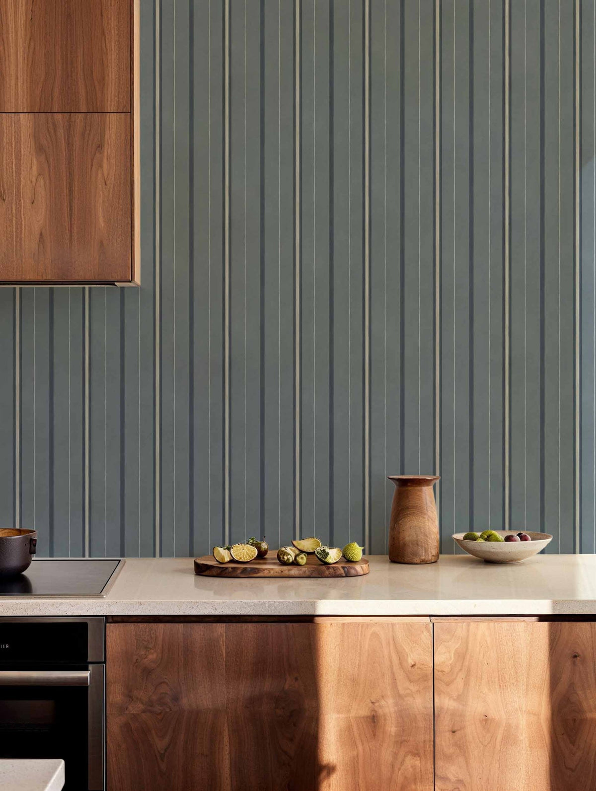 Rolling Stripes wallpaper by Coordonné in Blue – Zaphire, styled room
