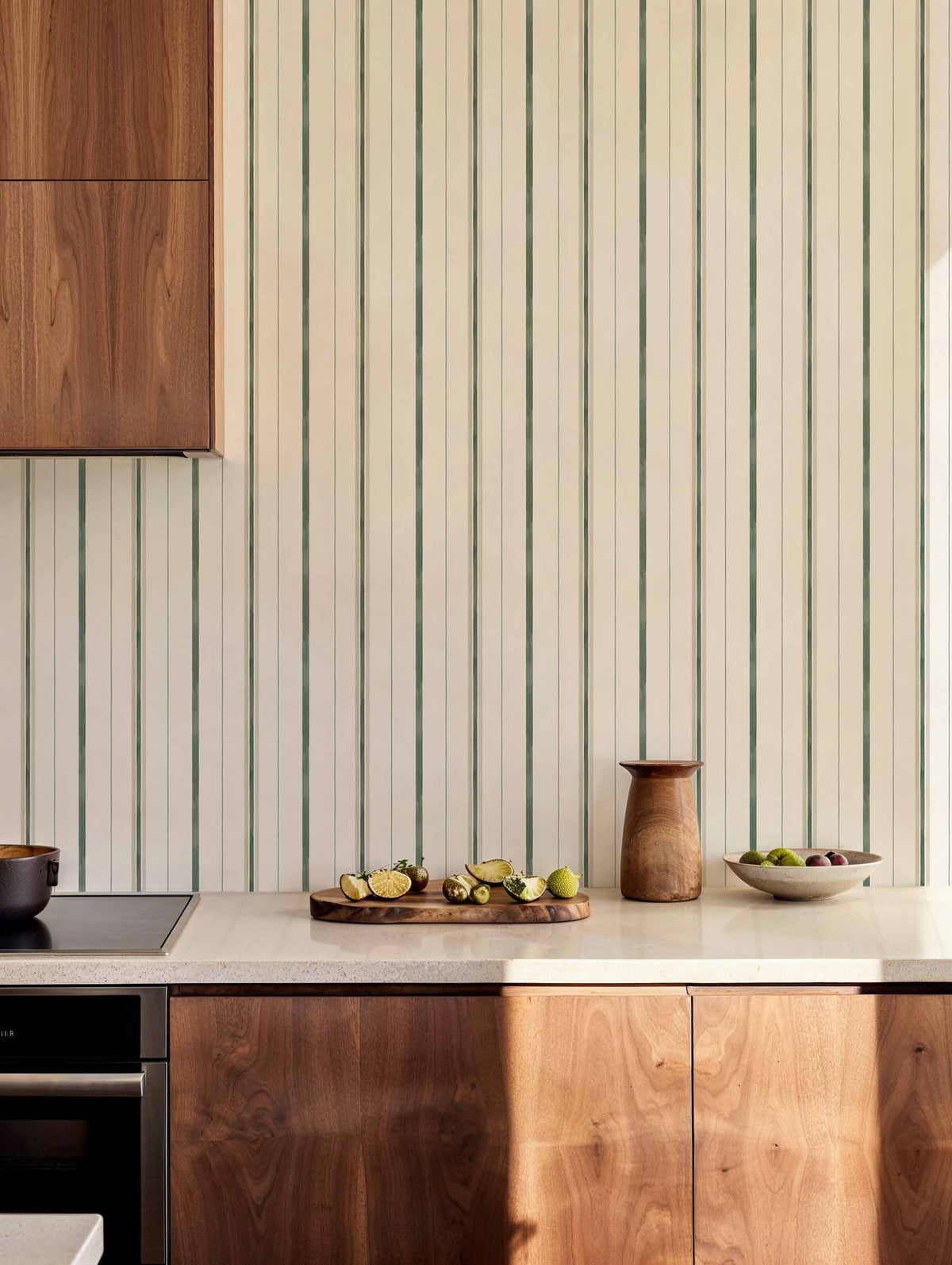 Rolling Stripes wallpaper by Coordonné in Green – Mint, styled room