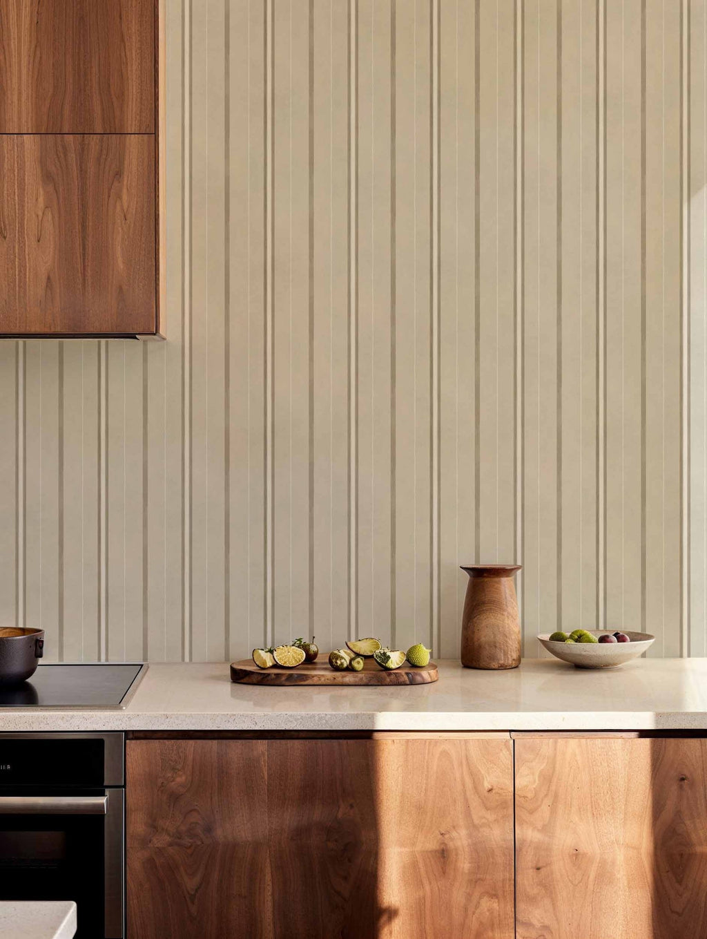 Rolling Stripes wallpaper by Coordonné in Beige, styled room