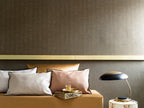 Scandium wallpaper by Casamance in Copper, styled room shot