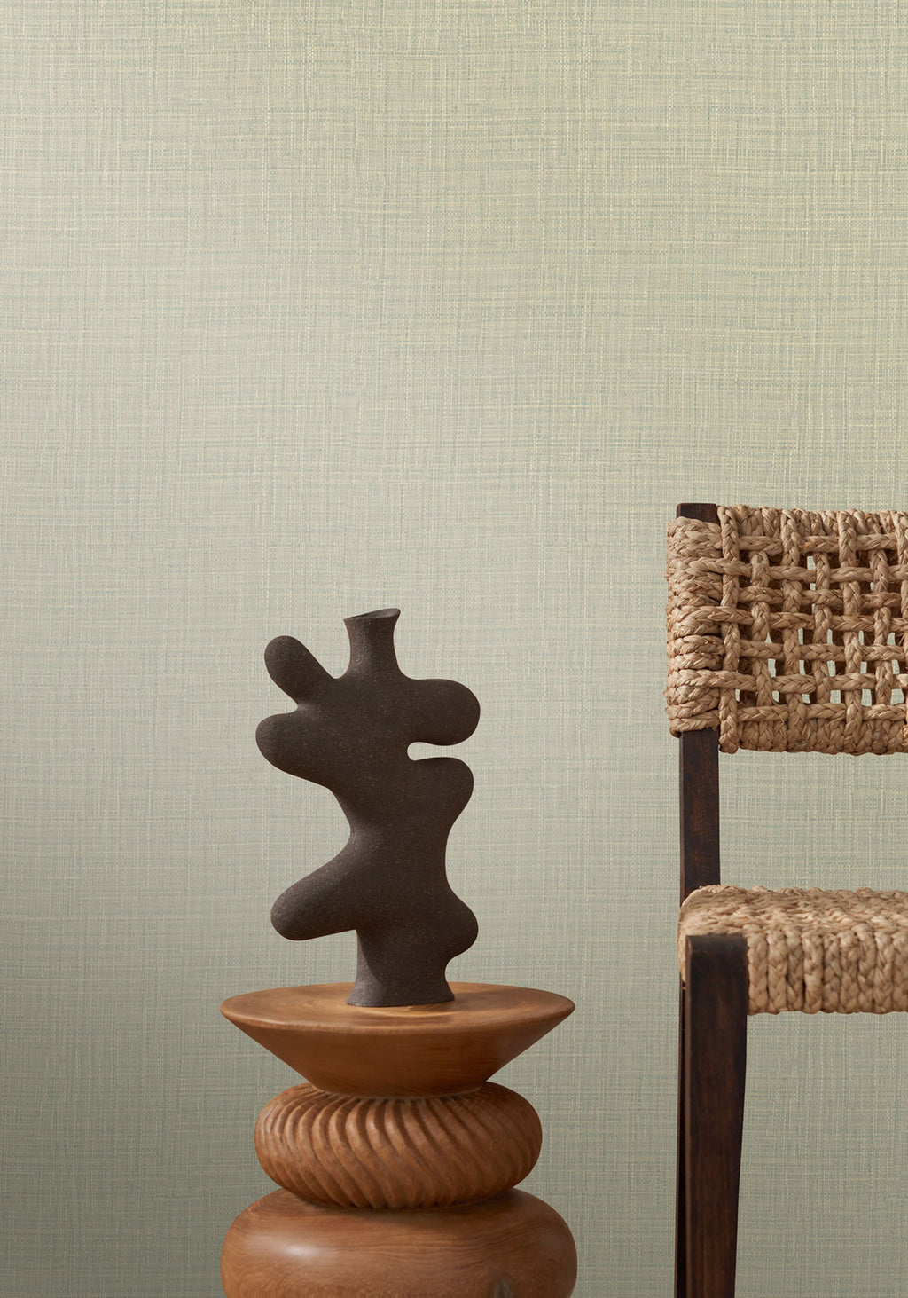 Sierra wallpaper by Casamance in Green – Almond, styled room shot