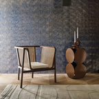 Songket wallpaper by Casamance in Grey – Storm & Gold, styled room shot