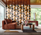 Sonia wallpaper by Casamance in Orange, styled room shot