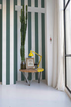Stripe 8 wallpaper by Coordonné in Green – Vine, styled room