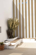 Stripe 8 wallpaper by Coordonné in Brown, styled room
