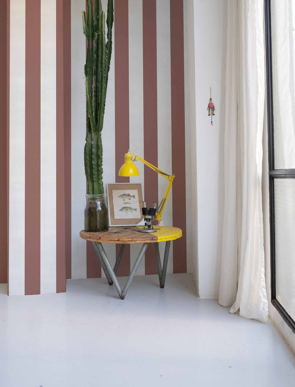 Stripe 8 wallpaper by Coordonné in Pink, styled room