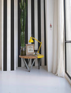 Stripe 8 wallpaper by Coordonné in Black, styled room