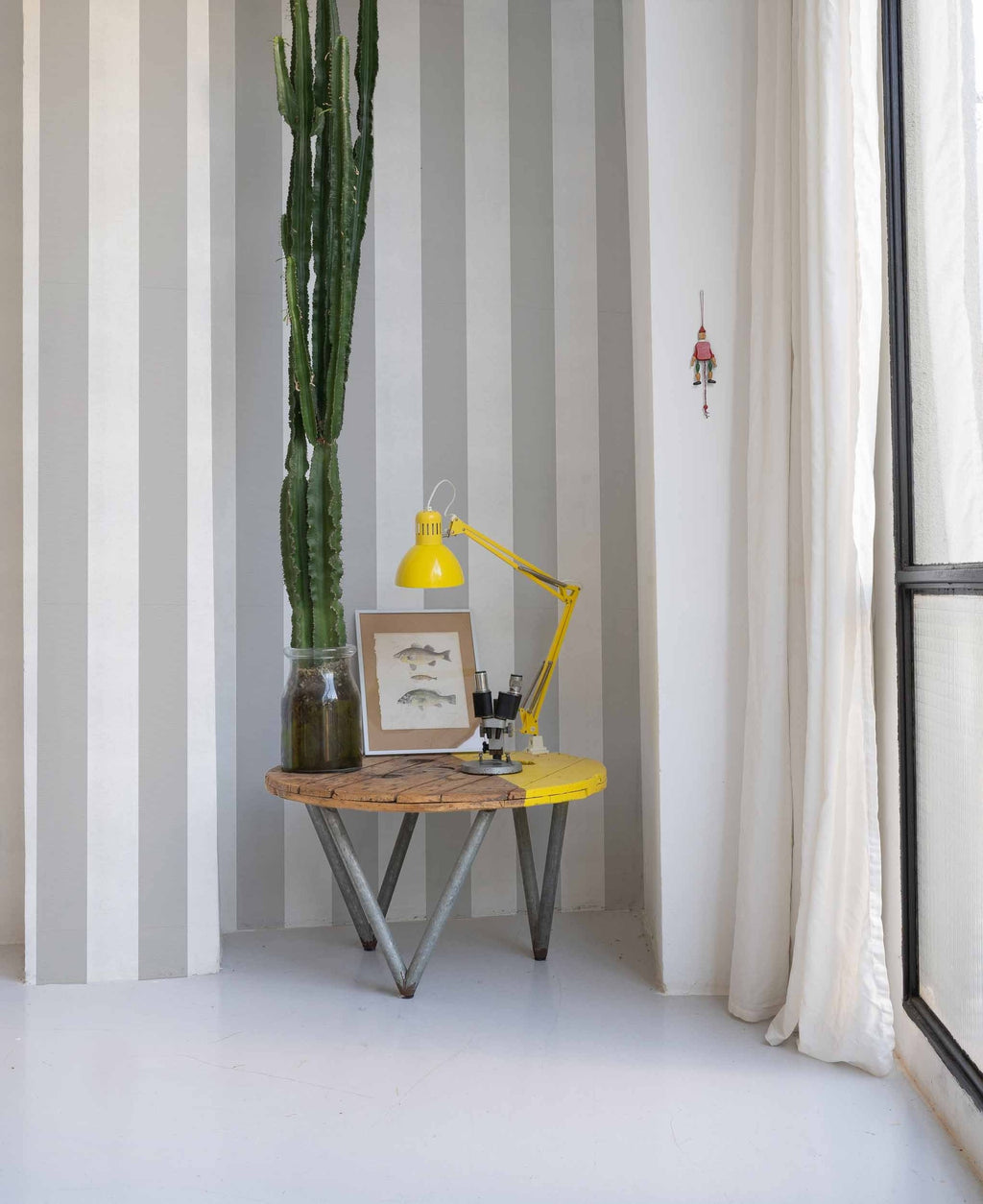 Stripe 8 wallpaper by Coordonné in Grey – Marble, styled room