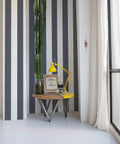 Stripe 8 wallpaper by Coordonné in Grey – Galaxy, styled room