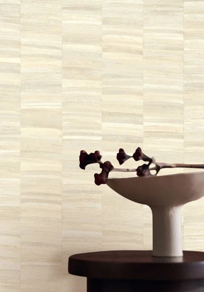 Stylosa wallpaper by Casamance in Cream – Ivory, styled room shot