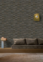 Stylosa wallpaper by Casamance in Grey – Charcoal, styled room shot