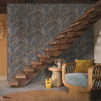Talavera wallpaper by Casamance in Blue – Navy & Ochre, styled room shot