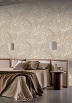 Talavera wallpaper by Casamance in Brown – Chestnut, styled room shot