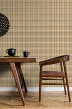 Tartan Check wallpaper by Coordonné in Beige – Camel, styled room