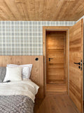 Tartan Check wallpaper by Coordonné in Grey – Pearl, styled room