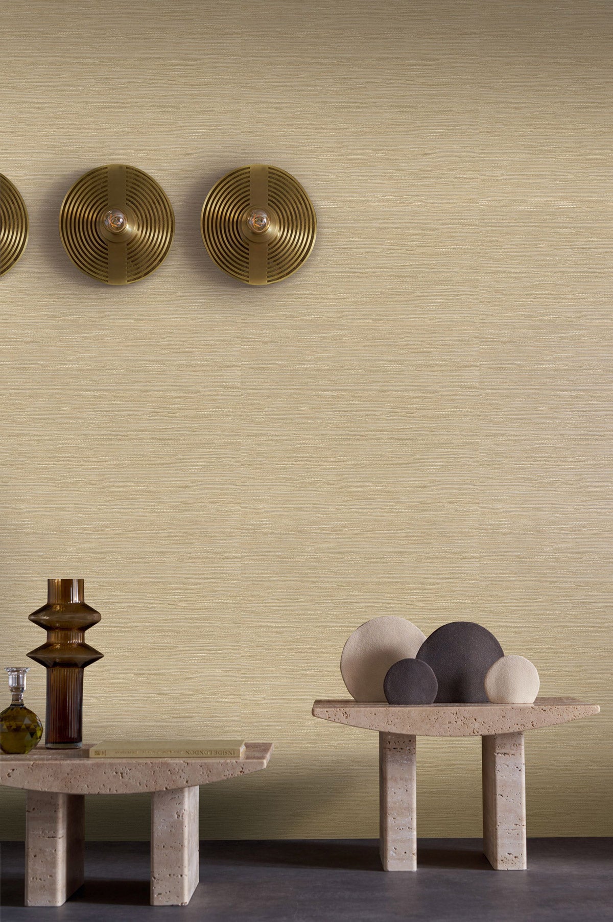 Tatami wallpaper by Casamance in Beige – Medium, styled room shot