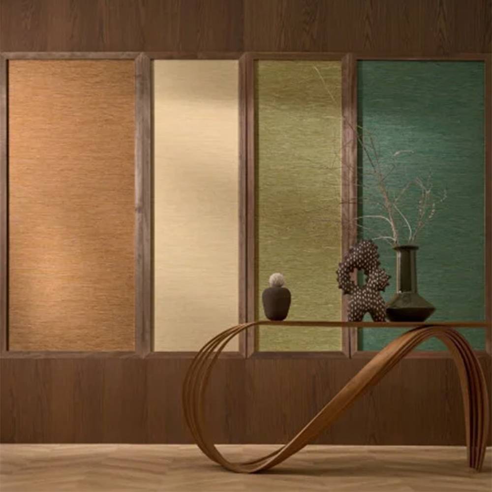 Tatami wallpaper by Casamance in Green – Emerald, styled room shot