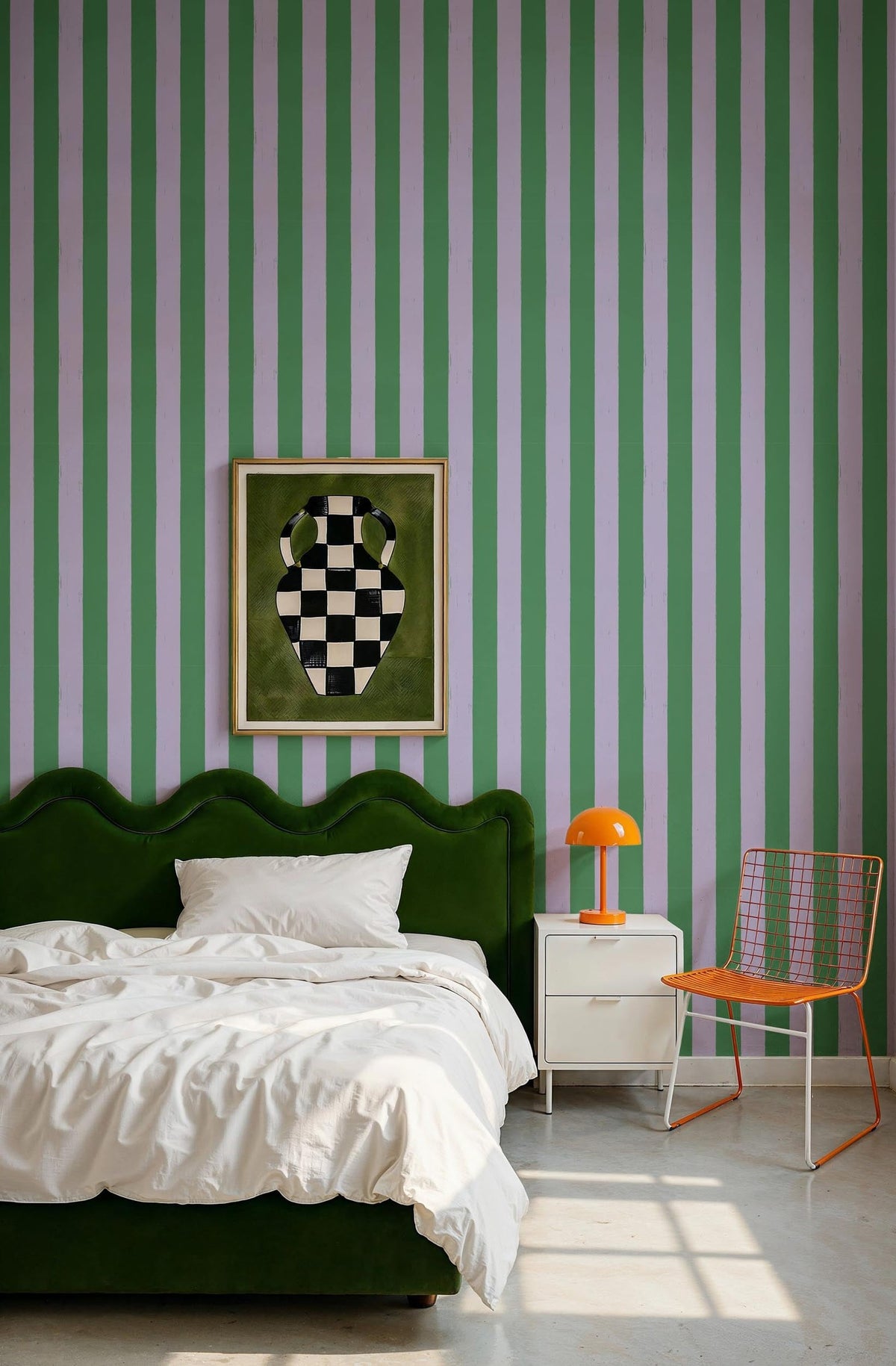 Toldo wallpaper by Coordonné in Green – Hummingbird, styled room