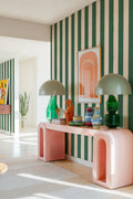 Toldo wallpaper by Coordonné in Green – Kumquat, styled room