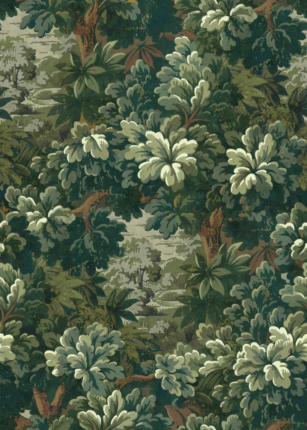 Verdure 16th wallpaper by Coordonné in Green, flat swatch
