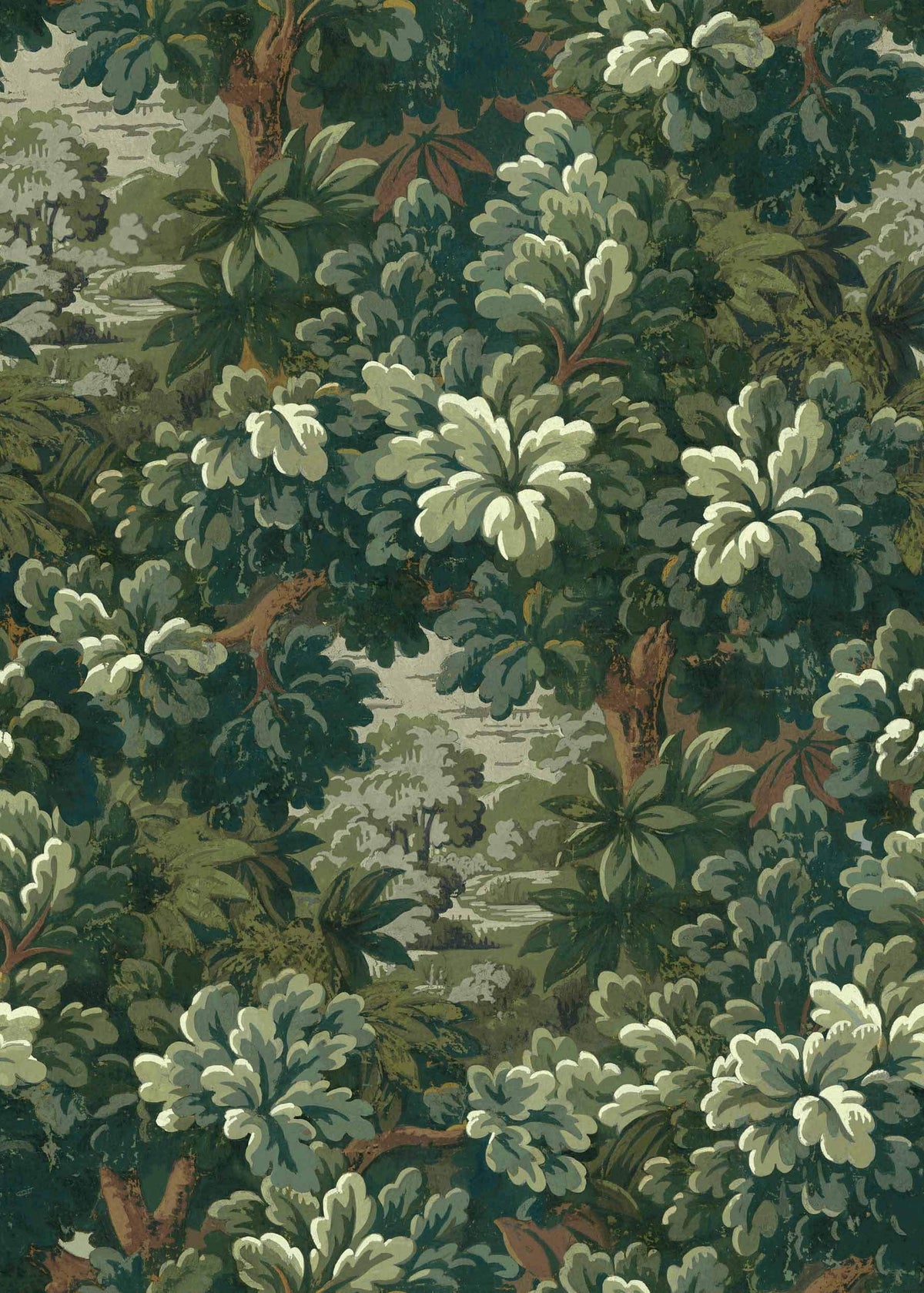 Verdure 16th wallpaper by Coordonné in Green, flat swatch