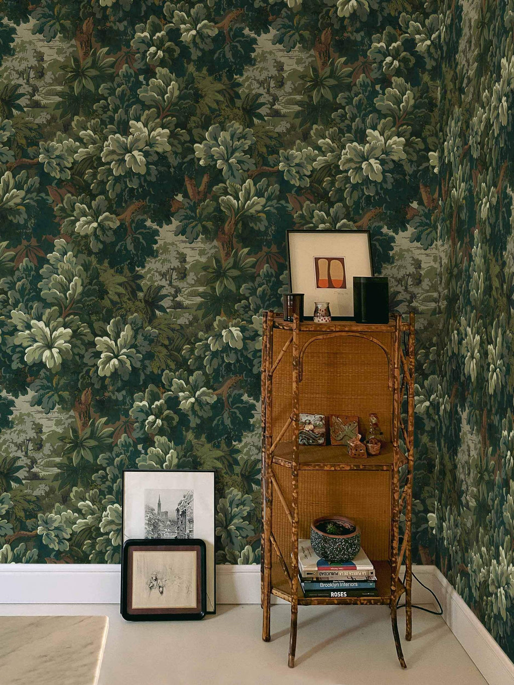 Verdure 16th wallpaper by Coordonné in Green, styled room