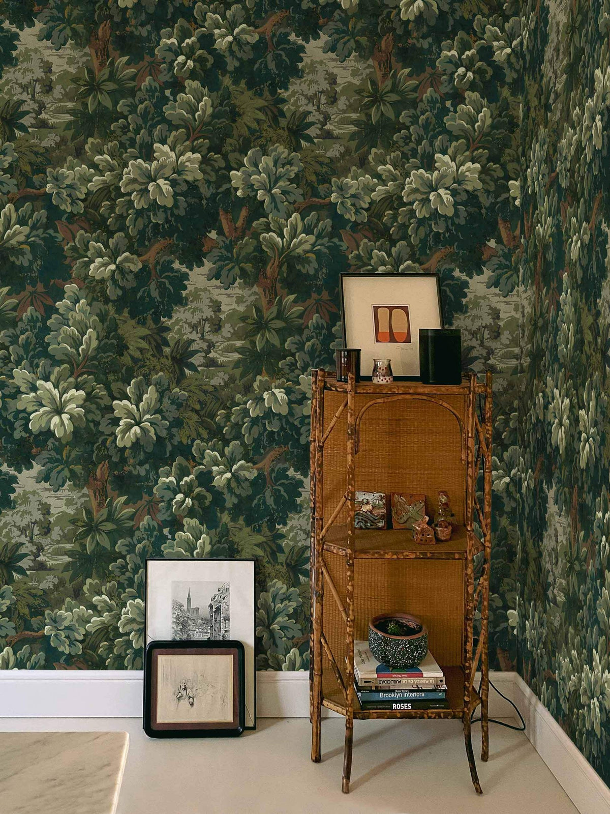 Verdure 16th wallpaper by Coordonné in Green, styled room