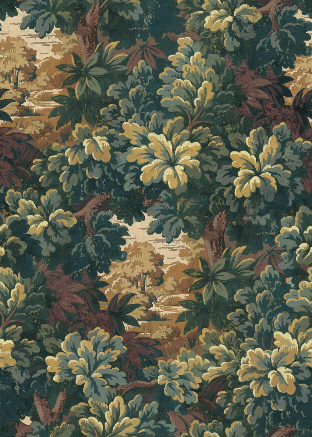 Verdure 16th wallpaper by Coordonné in Teal, flat swatch