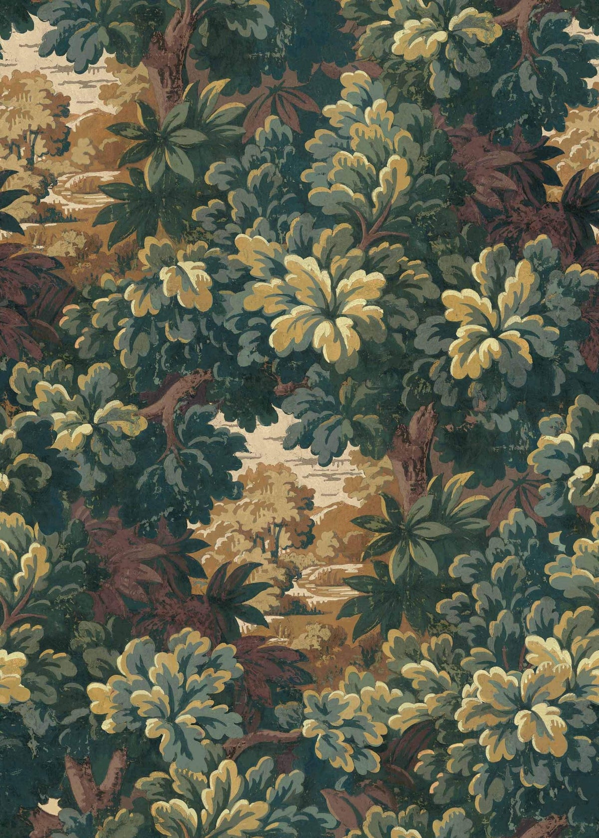 Verdure 16th wallpaper by Coordonné in Teal, flat swatch