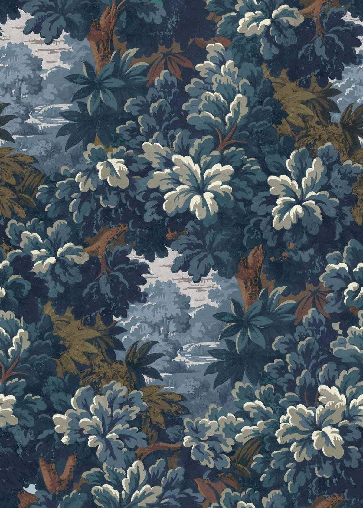 Verdure 16th wallpaper by Coordonné in Blue, flat swatch
