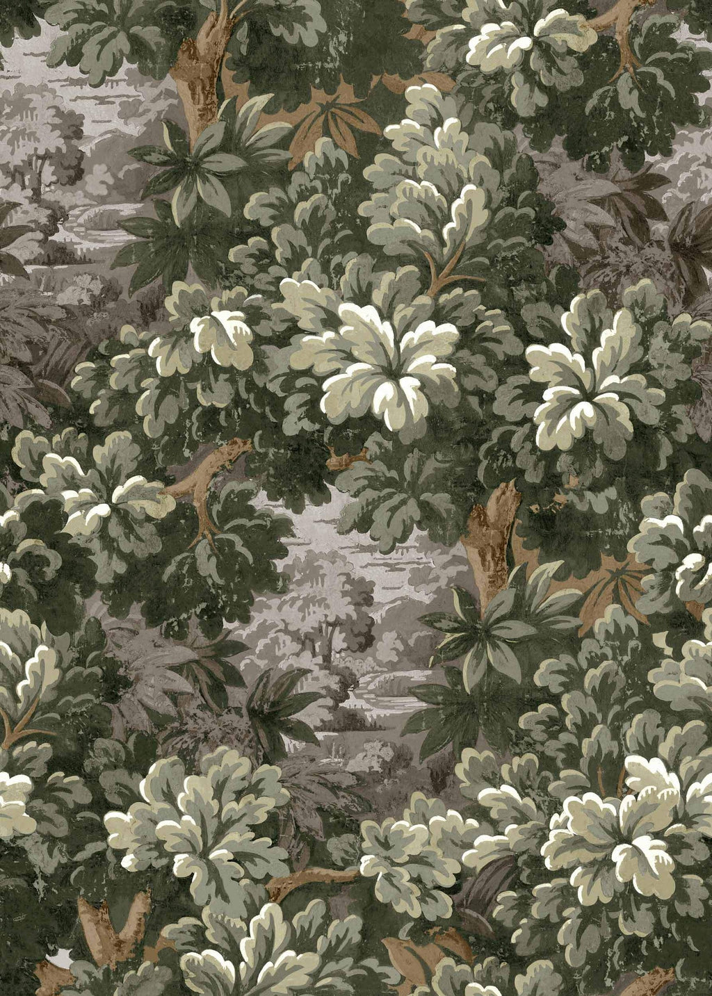 Verdure 16th wallpaper by Coordonné in Grey, flat swatch