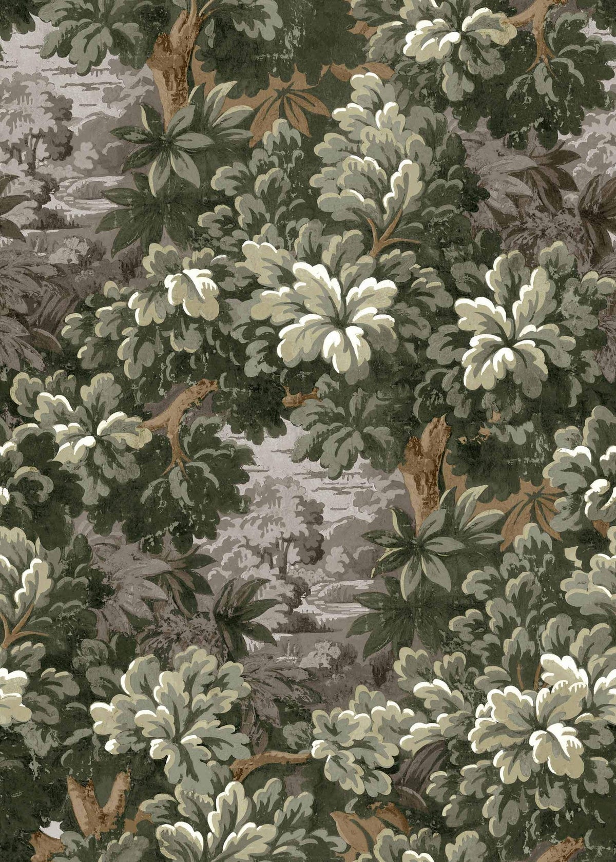 Verdure 16th wallpaper by Coordonné in Grey, flat swatch