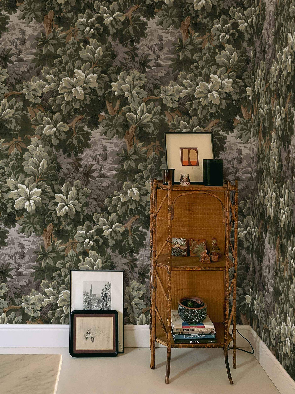 Verdure 16th wallpaper by Coordonné in Grey, styled room