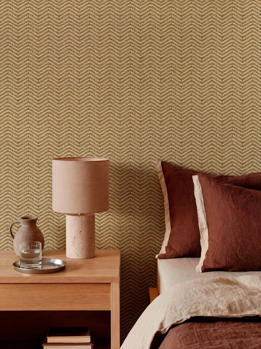 Zigzagueo wallpaper by Coordonné in Yellow, styled room