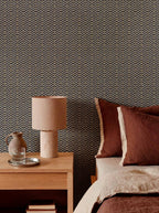 Zigzagueo wallpaper by Coordonné in Charcoal, styled room