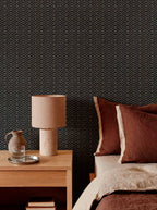 Zigzagueo wallpaper by Coordonné in Black, styled room