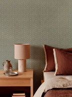 Zigzagueo wallpaper by Coordonné in Green, styled room