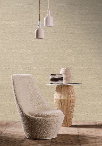 Zostera wallpaper by Casamance in Beige – Travertine, styled room shot