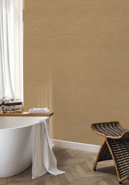 Zostera wallpaper by Casamance in Brown – Bronze, styled room shot