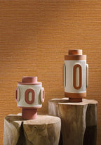 Zostera wallpaper by Casamance in Orange – Sienna, styled room shot